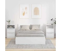 Naktiniai staliukai su stalčių 2 pcs Balta 40 x 30 x 467 cm