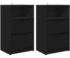 Naktiniai staliukai su stalčių 2 pcs Juoda 40 x 30 x 467 cm