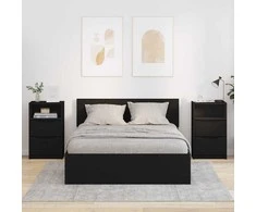 Naktiniai staliukai su stalčių 2 pcs Juoda 40 x 30 x 467 cm