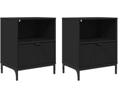 Šalia lovos spintelė su stalčių 2 pcs Juoda 49 x 36 x 61 cm