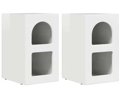 Naktinis staliukas 2 pcs Aukštai blizganti balta