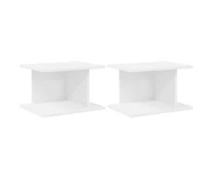 Naktinis staliukas 2 pcs Balta 40 x 30 x 25 cm Apdirbta mediena