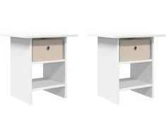 Naktinis staliukas 2 pcs Balta 41 x 40 x 45 cm Apdirbta mediena