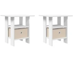 Naktinis staliukas 2 pcs Balta 41 x 40 x 45 cm Apdirbta mediena