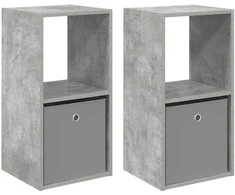 Naktinis staliukas 2 pcs Betono pilka 35 x 32 x 68,5 cm