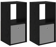 Naktinis staliukas 2 pcs Juodas ąžuolas 35 x 32 x 68,5 cm