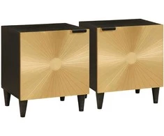 Šalia lovos spintelė 2 pcs Juodas ir auksinis 40 x 33 x 46 cm