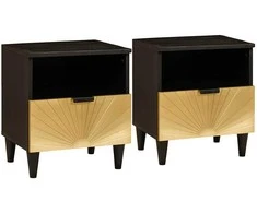 Šalia lovos spintelė 2 pcs Juodas ir auksinis 40 x 33 x 46 cm