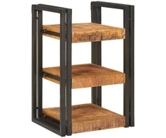 Naktinis staliukas 2 pcs Ruda ir juoda Kietas mango medis