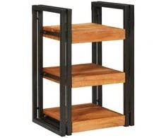 Naktinis staliukas 2 pcs Ruda ir juoda Solu medžio acacija