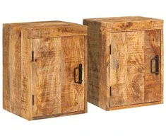 Naktinis staliukas 2 pcs Ruda Kietas mango medis