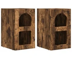 Naktinis staliukas 2 pcs Rūkyta ąžuolas 29,5 x 33,5 x 50 cm
