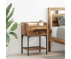 Naktinis staliukas su stalčių 2 pcs Senas medis 40 x 29 x 60 cm
