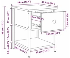 Naktinis staliukas 2 pcs Senas medis 34 x 35,5 x 45 cm