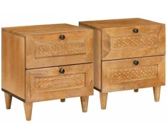 Šalia lovos spintelė 2 pcs Šviesiai rudas 40 x 33 x 46 cm