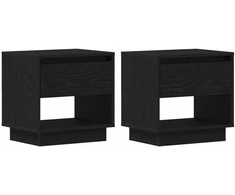 Naktinis staliukas 2 pcs Juodas ąžuolas 45 x 34 x 44 cm