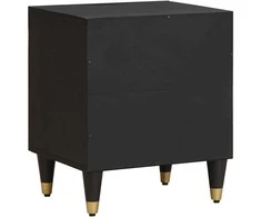 Naktinis staliukas su durelėmis 2 pcs Juoda 40 x 33 x 46 cm