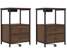 Šalia lovos spintelė 2 pcs Rudas ąžuolas 40 x 31 x 60 cm