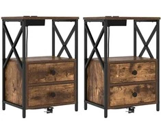 Šalia lovos spintelė 2 pcs Rūkyta ąžuolas 40 x 31 x 60 cm