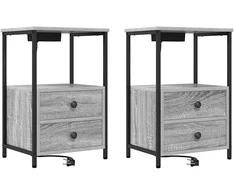 Šalia lovos spintelė 2 pcs Pilkas Sonoma 40 x 31 x 60 cm