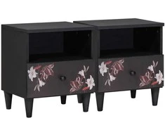 Naktinis staliukas su stalčių 2 pcs Ruda 40 x 33 x 46 cm