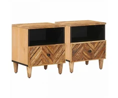 Naktinis staliukas su stalčių 2 pcs Ruda 50 x 33 x 60 cm