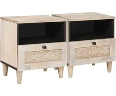 Šalia lovos spintelė 2 pcs Balta 40 x 33 x 46 cm