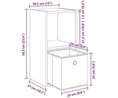 Naktinis staliukas Pilkas Sonoma 30,5 x 27 x 59,5 cm