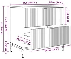Naktinis staliukas su stalčių Sena mediena 63.5 x 36 x 61 cm