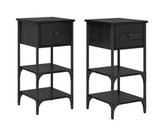 Šalia lovos spintelė 2 pcs Juodas ąžuolas 33.5 x 36 x 70 cm