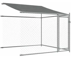 Narvas šunims su stogu ir durimis, pilkas, 8x2x2m, plienas