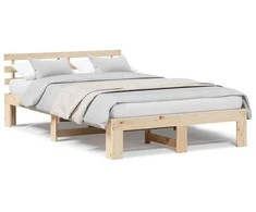 Lova Lovos rėmas Natūrali 135 x 190 cm Kietos pušies mediena