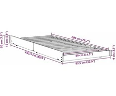 Lova Lovos rėmas Ruda 80 x 200 cm Pušies medienos masyvas