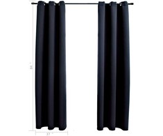 Neperšlampamos užuolaidos su žiedais, 2 vnt., juodos, 97x213 cm, audinys