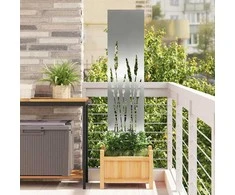 Sodo privatumo ekranas „Fretwork“ Sidabro 32 x 140 cm