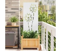 Nuotraukų rėmelis Sodo privatumo ekranas „Fretwork“ Balta 50 x 140 cm