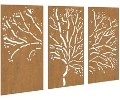 Sodo sienos dekoracija, 3 dalių, 105x55cm, corten plienas