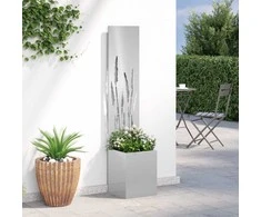 Sodo privatumo ekranas „Fretwork“ Sidabrinė 32 x 32 x 150 cm