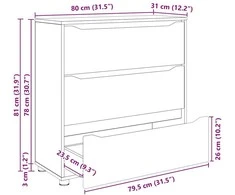 Oppbevaringsskap 80 x 31 x 81 cm Apdirbta mediena