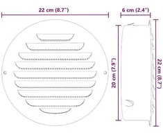 Oro ventiliacijos dangčiai 4 vnt. Sidabro 200 mm