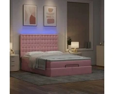 Osmanų lova su čiužiniais ir LED Rožinė 140x190cm Velvet