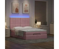 Osmanų lova su čiužiniais ir LED Rožinė 140x190cm Velvet