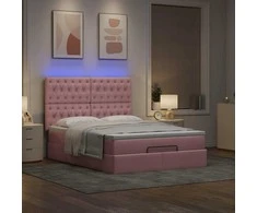 Osmanų lova su čiužiniais ir LED Rožinė 140x190cm Velvet