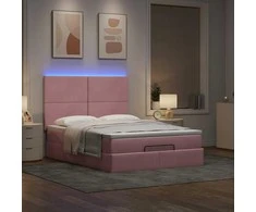 Osmanų lova su čiužiniais ir LED Rožinė 140x200cm Velvet