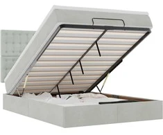 Osmanų lova su čiužiniais ir LED šviesiai pilka Velvet