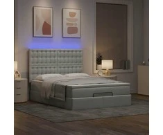 Osmanų lova su čiužiniais ir LED šviesiai pilka Velvet