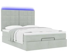 Osmanų lova su čiužiniais ir LED šviesiai pilka Velvet