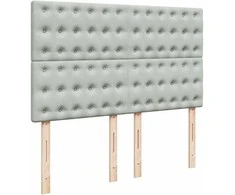 Osmanų lova su čiužiniais ir LED šviesiai pilka Velvet