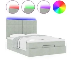 Osmanų lova su čiužiniais ir LED šviesiai pilka Velvet