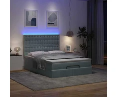 Osmanų lova su čiužiniais ir LED Tamsiai pilka 140x200cm Velvet